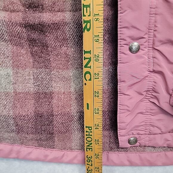 Vintage LL Bean Jacket Coat Sz M Pink Baxter State Parka Hooded Plaid Wool Lined - Picture 9 of 16
